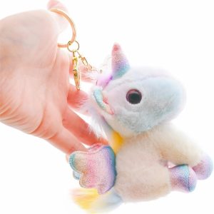 Cute Unicorn Plush for Backpacks, 5" Inch Unicorn Plush Keychain Purse Charms for Girls Women