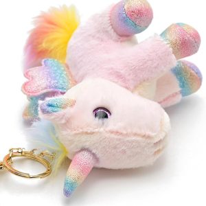 Plush Unicorn Keychain Stuffed Animals Key Chains Backpack Ornaments Pendant Key Ring Pink