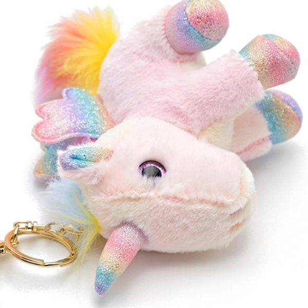 Plush Unicorn Keychain Stuffed Animals Key Chains Backpack Ornaments Pendant Key Ring Pink