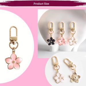 Cute Flower keychains for Women, Aesthetic Keychain Charms, Bag ＆ Purse Charms for Handbags ＆ Backpacks Accessories