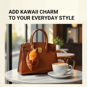 Plush Sweet Potato Keychain, Cute Stuffed Food Charm, Bag Accessory with Pendant,  Design