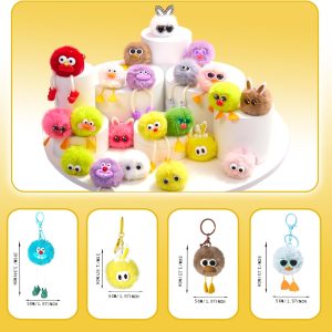 30PCS Party Favors Kids Keychains - Fun Keychain Birthday Goodie Bags Stuffers for Kids Plush Keychain Bulk Monster Keychains Backpack Clips Student Gifts Classroom Prizes Backpack Charms
