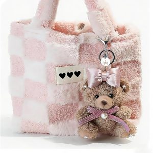 Cute Key Chain Plush Bear Bag Charm Teddy Bear Keychain Gift For Handbag,Purse, Backpack, Car Keys