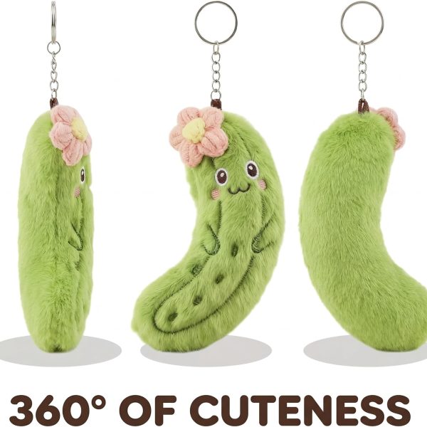 Funny Plush Pickle Keychain Soft Cucumber Charm for Adults Quirky Desk Pet Stress Relief Fidget Unique Novelty Gift for Coworkers Friends & Pickle Lovers